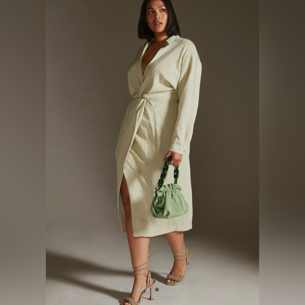 Anthropologie Sage Knot-Front Midi Dress